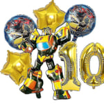 Transformers Barnkalas Tillbehör Optimus Prime Bumblebee Robot Födelsedag Dekoration Nummer Ballong Banner Engångstallrikar Koppar  (FMY) yellow 7pcs-10