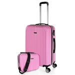 ITACA - Rigid Suitcase Medium Size - ABS Medium Suitcase 65cm Hard Shell Suitcase - Lightweight 20kg Suitcase with Combination Lock - Lightweight and Resistant Travel Medium Size Suitcase, Pink