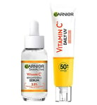 Garnier Vitamin C Serum 30ml & Vitamin C Daily UV Fluid SPF50+ Glow 40ml Duo