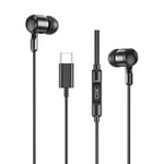 in-Ear USB-C Stereo hörlurar för Samsung / iPhone 15, 16 och Mobil med USB-C Kontakt Svart Black