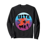 Red Fish Exaggerated Teeth Sharp Fins Bite Me Fish Ocean Sweatshirt