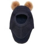 HUTTEliHUT BIG BEAR elefanthut wool 2 alpaca pompoms – dark navy/camel - 4-6år