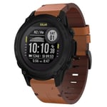 För Garmin Descent G1 22mm Läder Stål Spänne Klockarmband KJY Brown