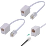 Adaptateur RJ45 vers RJ11, 2 Pièce blanc Ethernet RJ45 8P8C vers Câble Téléphonique RJ11 6P4C, Convertisseur pour Cordon Téléphonique RJ45 vers RJ11.[G1611]