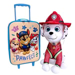 Paw patrol Peluche 65cm + Valise Cabine 52cm Soft Trolley 3D Bagage à Main