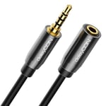 deleyCON 2m Headset Extension Headphone AUX 3,5mm Jack CTIA 4 Broches TRRS Microphone Extension Cable Stereo Audio Metal Plug PC Mobile Phone Smartphone Tablet HiFi Receiver (Extra Thin & Flexible)