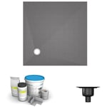 Wedi - Receveur de douche à carreler 90 x 90 Fundo Primo carré écoulement excentré + bonde verticale + kit d'étanchéité