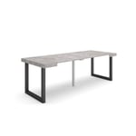 Table console extensible, 220, pour 10 personnes, 222x90x77cm, Pieds bois massif, couleur Ciment