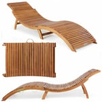 CASARIA® Chaise longue bois d'acacia certifié FSC® pliable valise ergonomique ajustable chaise longue de jardin en bois