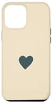 Coque pour iPhone 12 Pro Max Cœur minimaliste anthracite sur fond beige