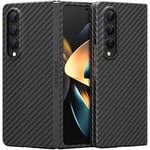 memumi Carbon Coque Fine pour Galaxy Z Fold 4, véritable Peau de Protection en Fibre d'aramide, Coque en Carbone Durable et Antidérapant Doux au Toucher, Carbon Fiber Case pour Galaxy Z Fold 4