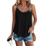 SEDEX Womens Tops, Summer Tops for Women UK Ladies Sleeveless Vests Round Scoop Neckline Swing Vest Tops Loose Fit Tanks Casual Tees Spaghetti Strap Camisole（Black,S）