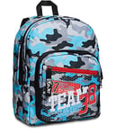 SJ GANG Sac à Dos, Sac à Dos avec 2 Compartiments, Filles et Garçons, pour L'École, le Sport & les Loisirs, design Italien, Multicolore/Motif