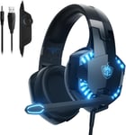 Casque Gaming pour PS4/PS5/Xbox One/Switch/PC, Pilote 50MM avec Son Surround 3D Bass, Micro Antibruit Réglable, Lumière LED