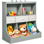 Goplus - Bibliothèque Enfants 8 Cubes,Meuble de Rangement Enfants avec 5 Compartiments et 3 Tiroirs Pliables en Tissu, Coffre à Jouets, idéal pour