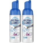 2Pcs Drain Foam Cleaner-Pipe Dredge Deodorant Foam Cleaner,Liquid Hair Drain Clog Remover&Cleaner,Quick Foaming Toilet Cleaner.