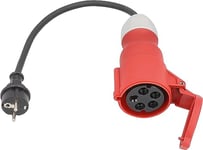 as - Schwabe Câble Adaptateur E1, 0,3 m H07RN-F 3G2,5, fiche de Contact de Protection 230 V 16 A, Prise CEE Rouge 400 V 16 A 5 pôles avec Couvercle à clapet 230 V 16 A Max. 3500 W, IP44, 61371