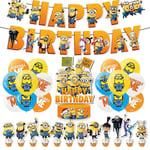 Cute Minions Theme Birthday Party Decor Balloon Banner Cake Topper Set