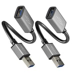 KabelDirekt – Câble de rallonge USB A 3.0 – 0,15m x2 – (connecteur USB A sur port USB A, convient pour tous les ports USB A, noir/space grey) – PRO Series