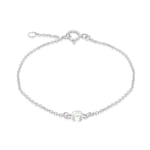 Amazon Essentials Bracelet réglable en argent sterling avec pierre de naissance d’octobre en opale synthétique blanche, 16 à 18 cm