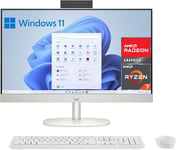 HP 27-cr0005ss - Ordinateur de 27" Full HD avec caméra, Clavier et Souris sans Fil (AMD Ryzen 7 7730U, 16 Go RAM, 1 to SSD, AMD Radeon Graphics, Windows 11) Blanc - Clavier QWERTY Espagnol