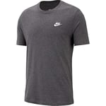 Nike M NSW Club Tee T-Shirt Homme, Charcoal Heathr/White, FR : 2XL (Taille Fabricant : 2XL)