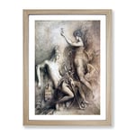 Hesiod And The Muse By Gustave Moreau Classic Painting Framed Wall Art Print, Ready to Hang Picture for Living Room Bedroom Home Office Décor, Oak A2 (64 x 46 cm)