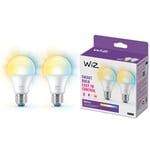 WiZ Smart Bulb, E27, 60W, Shades of White, Smart LED Connected WiFi Works with Alexa, Google Assistant & HomeKit, App Control for Home Indoor Lighting, Livingroom, Bedroom, Energy Monitoring, 2 Pack