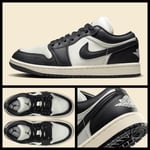 UK 8 EUR 42.5 ~ Nike Air Jordan 1 Low SE, Vintage Panda ~ FB9893-101 Black, Sail