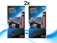 2x Omega 23022 VHS VCR Cassette Tape Video Recorder Head Cleaner System Wet &Dry