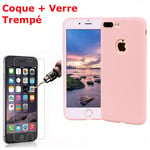 Coque Silicone pour iPhone 7 /8 Rose Antichoc + 2 Verres Trempes Little Boutik®