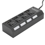 Moniporttinen USB2.0 HUB 4-porttinen nopea USB-jakaja-sovitin PC-pöytäkoneelle kannettavalle tietokoneelle 4-porttia musta