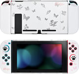 Coque Compatible Avec La Switch,Slim Hard Dockable Cover With 2 Soft Joycon Cover,Étui Switch Et 2pcs Capuchon Joystick Switch Et 1pc Carte Laser Décorative,Papillons Et Fleurs