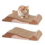 ComSaf Cat Scratching Board 2 Pack, Cat Scratcher Cardboard, Curved Cat Scratcher, Cute Cat Scratch Pad for Kitty, Recycle Cardboard Cat Scratcher, Double-Sided Pad for Long Lasting Use (Brown)