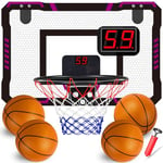 TEUVO Mini Panier Basket Enfants, Panier Basket Intérieur avec Electronique Scorer & 4 Boules pour Porte/Chambre/Bureau/Mural Extérieur Basketball Jouet Cadeau Jeux 5 6 7 8 9 10 12 Ans Garçons Filles