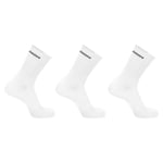 Salomon Flow Crew 3 Pack Unisex Socks,Trail Running Hiking, Stays in Place, Protective Comfort, and Cushioning, White, 7.5 - 10