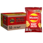 Walkers Ready Salted Crisps Potato Chip , 32.5g (Case of 32)