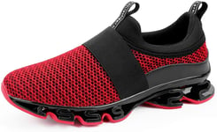 Mens Mesh Running Trainers for Walking Gym Jogging Fitness Athletic red&Black 8