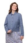 Ulla Popken Femme Grandes Tailles Veste colorée en Jean de Coton Bio, Oversize, Bord effiloché Violet Bleu 54+ 813643702-54+