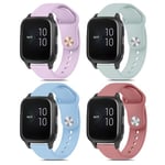 Vancle 4 Pieces Bracelet Compatible pour Garmin Venu Sq/Venu Sq 2/Venu/Venu 2 plus/Garmin Vivoactive 5/Vivoactive 3/Forerunner 55 245, Silicone Bracelet (Cyan/Viol Cla/Bleu Clair/Rouge)