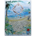Nostalgic-Art Plaque Vintage, Happiness at The Beach – Une idée de Cadeau pour Fans de Camping, en métal, Design Retro pour la décoration, 30 x 40 cm