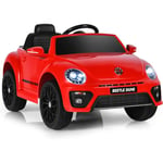 Costway - Volkswagen Beetle Voiture Électrique 12V Enfants avec Télécommande 2,4G, Véhicule Electrique avec Lumières & Musique, Démarrage Lent,