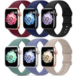 AMSKY 6 Pièces Bracelet en Silicone Compatible avec Bracelet Apple Watch 40mm 44mm 46mm 45mm 42mm 41mm 38mm 49mm Femme Homme, Sport Bracelet Compatible avec iWatch SE Ultra Series 10 9 8 7 6 5 4 3 2 1