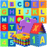 Spielwerk Tapis de Jeu Puzzle en Mousse Alphabet et Chiffres 86 pièces 36 Dalles 30x30cm bébé Enfant Bas âge