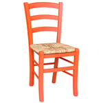 Chaise En Bois Venezia Orange Avec Assise En Paille De Riz