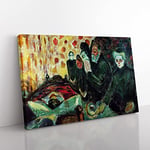 By The Deathbed By Edvard Munch Classic Painting Canvas Wall Art Print Ready to Hang, Framed Picture for Living Room Bedroom Home Office Décor, 60x40 cm (24x16 Inch)