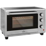 HOMCOM 30L Mini Oven with Adjustable Temperature, 60 Min Time 1600W, Silver