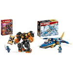 LEGO NINJAGO Cole’s Elemental Earth Mech, Action Figure Toy, Dragons Rising Building Set & NINJAGO Jay’s Lightning Jet EVO, Upgradable Toy Plane, Ninja Airplane Building Set