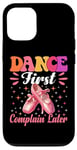 Coque pour iPhone 15 Pro Chaussures de ballet pour filles avec dicton de ballet amusant