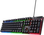 GXT 835 Azor Clavier Gamer Filaire AZERTY Français, Éclairage LED Arc-en-Ciel, Mode Jeu, 8 Touches Anti-ghosting, Clavier Gaming à Membrane USB, PC/Ordinateur Portable - Noir.[V585]